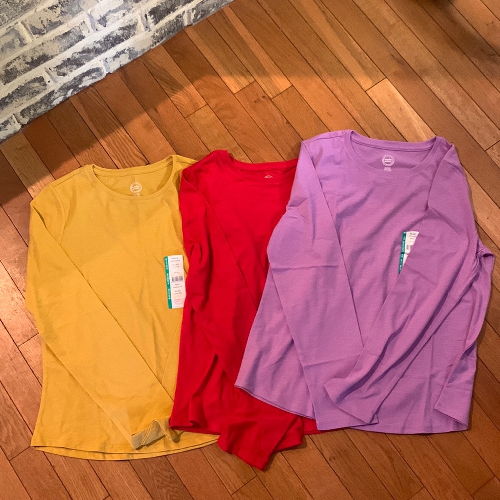 WonderNation 3 - long sleeve shirts NWT. Mustard/Red/ Lavender XL 14-16